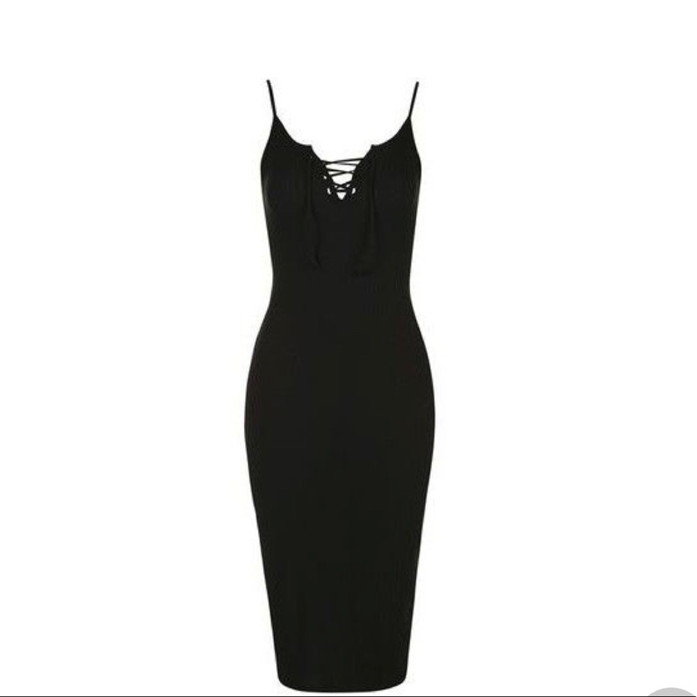 Topshop Ribbed Slim Fit Lace-Up Midi Dress Women’s Size 4